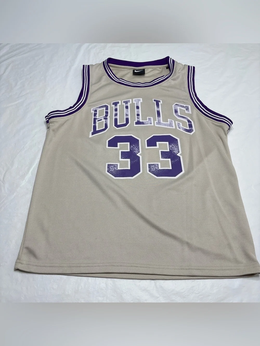 Nike Chicago Bulls #33 Tan Coffee Jersey Men’s Large